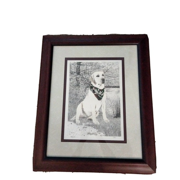 Mike Johnson Numbered Limited Edition Labrador Dog Lithograph Signed Framed